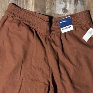 Old Navy High-Rise Chestnut Straight-Leg Linen Pants  New with Tags Size Large